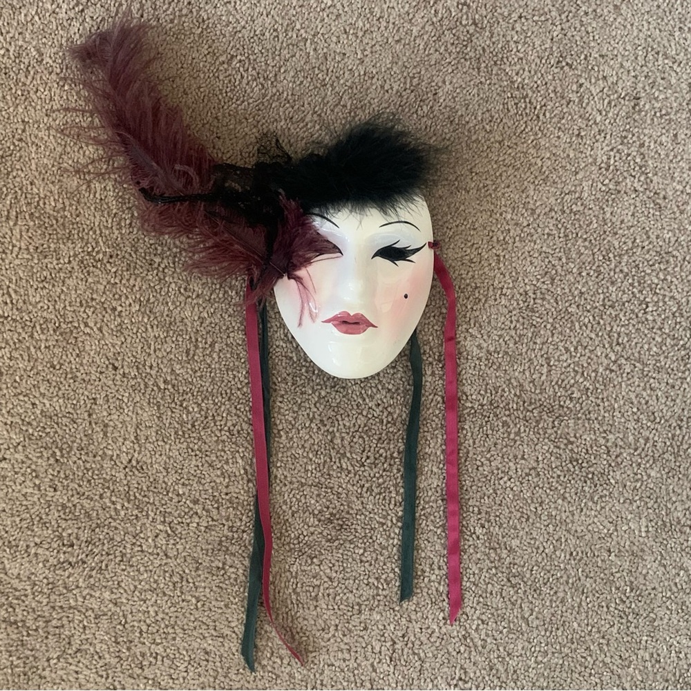 Vintage Raymond Mak San Francisco ceramic glam girl mask hanging wall art